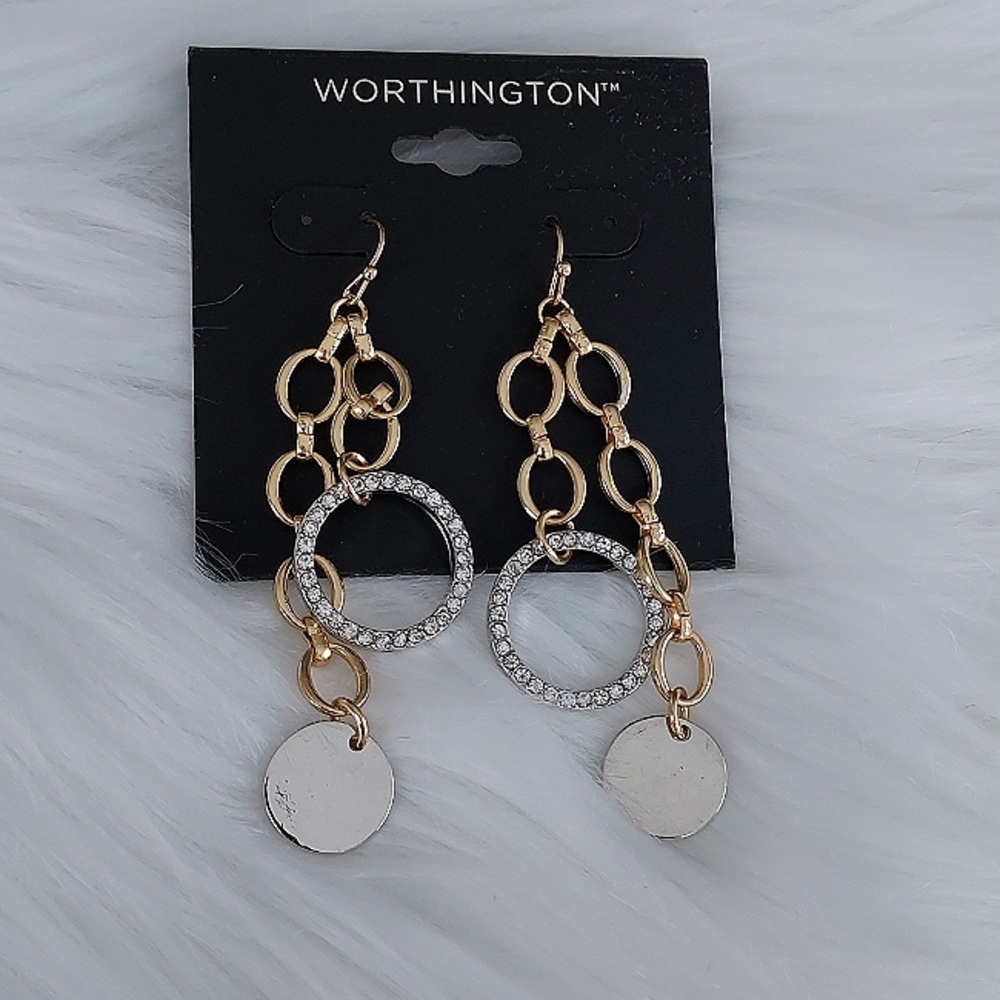 SILVER AND GOLD DISK EARRINGS - Picture 6 of 6